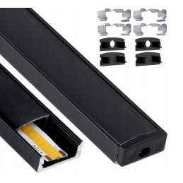 LED hliníkový profil 2m černý přisazený - sada