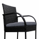 Aga 2er Set Barhocker mit Kissen & Fußstütze, Barstuhl Rattan mit stabilem Metallgestell bis 160 kg belastbar, Tresenhocker f'ur Terasse, Balkon, Grau