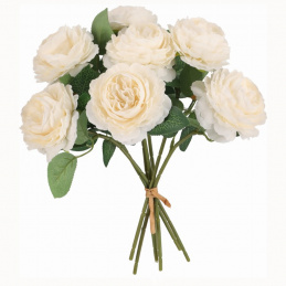 Bukiet sztucznych kwiatów białe Róże angielskie - 32 cm