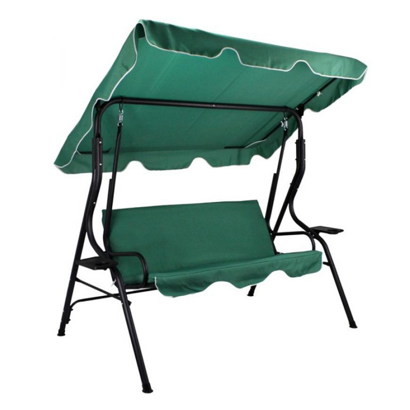 Aga Gartenschaukel KRE0742 – 3-Sitzer, wetterfest, Stahl, Polster, Gartenliege, Schaukelbank, bis 220 kg, Grün