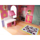 Aga MDF Holzpuppenhaus + Möbel 70cm rosa LED
