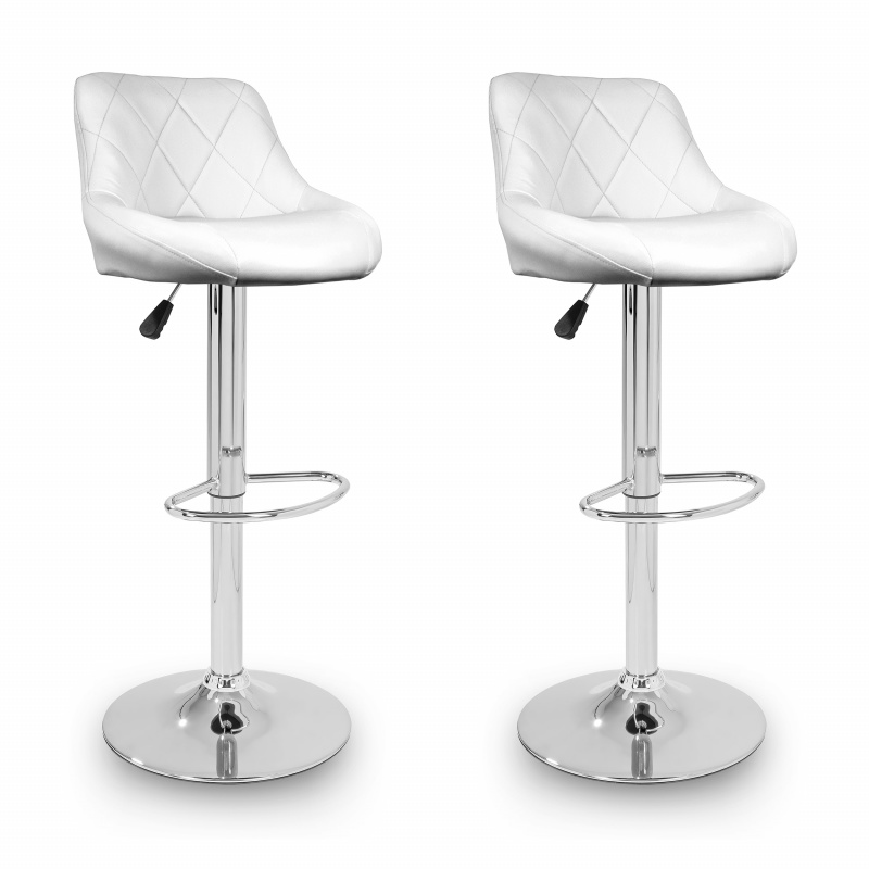 Aga 2er Set Barhocker Weiß aus Kunstleder 360° drehbar höhenverstellbar, Barstuhl, Küchenhocker, Barhocker, Barstuhl, Bistrohocker