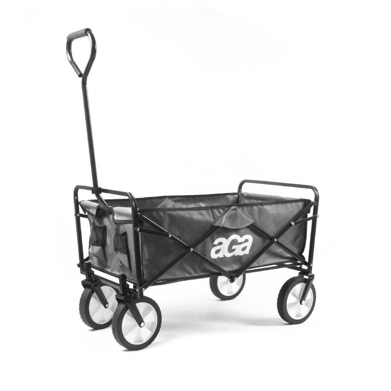 Aga Bollerwagen Gartenwagen faltbar mit Griff & Getränkehaltern bis 80 kg, Handwagen Outdoor MR4610 Grau
