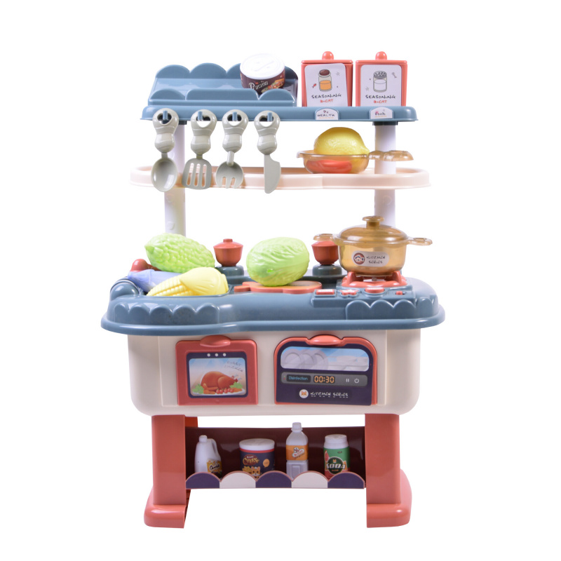 Aga4Kids Interaktive Realistische Kinderküche mit Licht und Soundeffekten – Spielküche aus Kunststoff mit 38 Zubehörteilen
