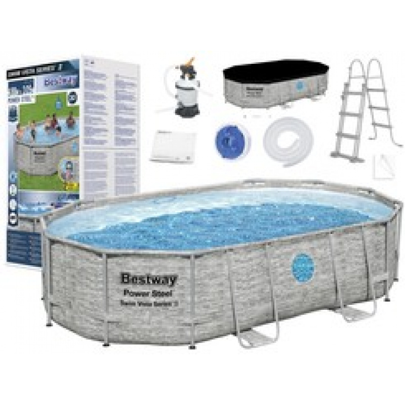 Poolständer Bestway 488x305x107 11in1 Stein 56946