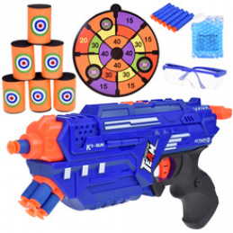 Pistolet Shotgun 2w1 + Naboje piankowe żelowe Tarcza Okulary Puszki ZA5564 uniwersalny