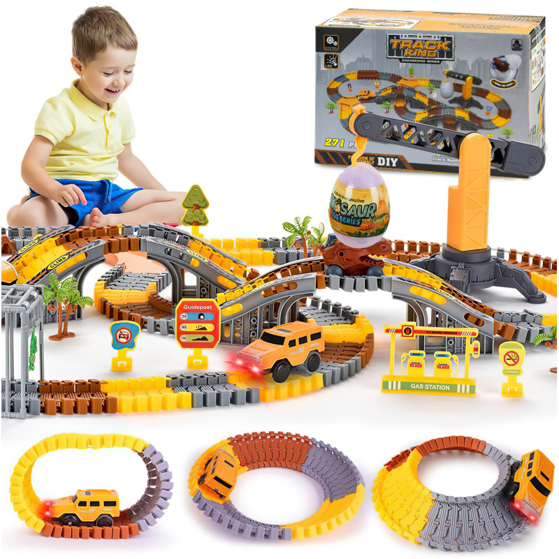 Aga4Kids Rennstrecken Track Spielzeugautos für Kinder Dino 271 Szt.