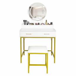 Aga Schminktisch mit Spiegel und Beleuchtung Weiß