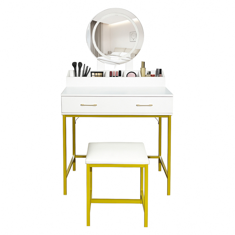 Aga Schminktisch mit Spiegel und Beleuchtung Weiß