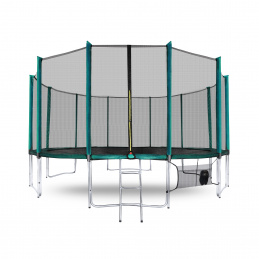 Aga SPORT PRO Trampolin,Kindertrampolin,Gartentrampolin mit Sicherheitsnetz  500 cm Dunkelgrün + Schutznetz + Leiter + Schuhtasche