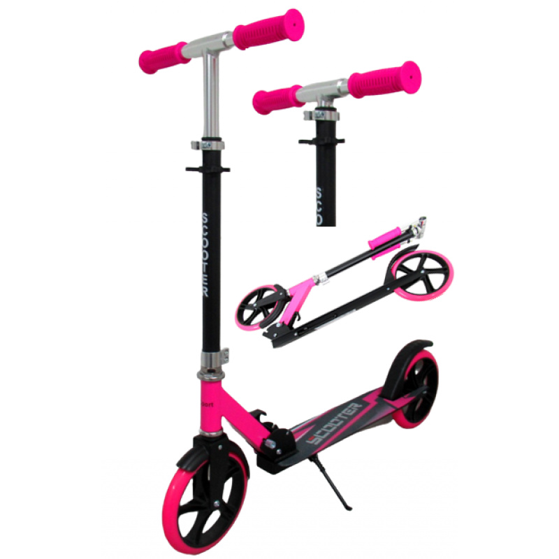 Duża Hulajnoga H5  RÓŻOWA Składana R-Sport koła 200 mm do 100 kg