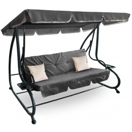 Aga Gartenschaukel 2in1 GRANDLUX Gartenschaukel 3-Sitzer Gartenliege,Schaukel,Gartenbank bis 250 Kg, Dunkelgrau