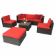 Aga Rattangarnitur, Gartenmöbel-Set für Terrasse, Balkon MR4420 Rot