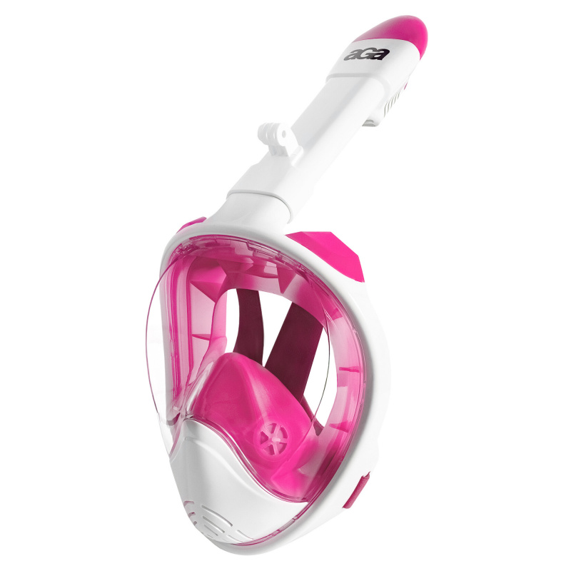 Aga Vollgesichts-Schnorchelmaske L/XL Weiß/Rosa