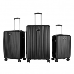 Aga Travel Kofferset 3 Teilig Hartschale  ABS+PC  Reisekoffer Haltbar Trolley Handgepäck Sets mit TSA Schloss und 4 Rollen  MR4667 Schwarz