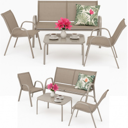 Zestaw mebli ogrodowych - 2x krzesło sofa stolik beżowe