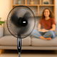Aga Standventilator 43 cm Schwarz , 3-Geschwindigkeitsstufen, Oszillation, Verstellbare höhe, 45 W