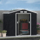 Aga Gartenhaus DSA9202-CG  – 185x130x213 cm - verzinkter Stahl – Schwarz – große doppelte Schiebetüren – mit Lüftungsgittern