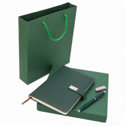 Zestaw prezentowy upominkowy - notes, długopis, wkład dodatkowy, pendrive.