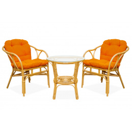 Aga Rattangarnitur SITA Hellbraun/Orange