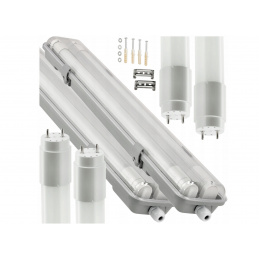 2x Hermetické svítidlo 2x120cm + 4x LED trubice neutrální bílá - sada