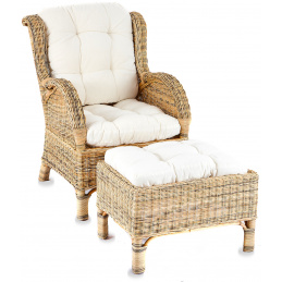 Aga Rattan-Sessel mit Hocker CONSUL RATTAN,Rattansessel mit Polsterung