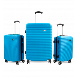 Aga Travel Kofferset, Reisekofferset MR4651 Hellblau, Hartschalenkoffer, Doppeltragegriff mit Zahlenschloss, Trolley Reisekoffer 3tgl 4 Rollen Reisekoffer