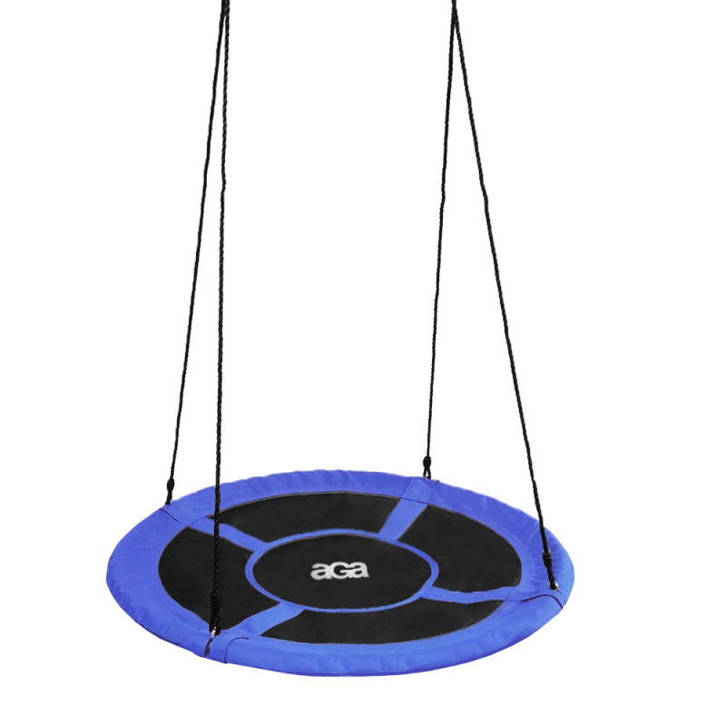 Aga Nestschaukel 110 cm, Rundschaukel, Schaukel verstellbar Garten-Schaukel 150 Kg belastbar, Kinderschaukel Tellerschaukel Hängeschaukel, Blau