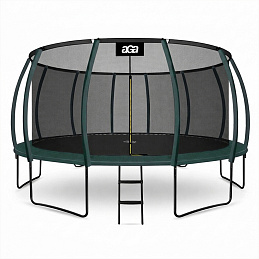 Aga SPORT EXCLUSIVE Trampolin 496 cm 16 ft Dunkelgrün, Kindertrampolin, Gartentrampolin mit Sicherheitsnetz + Sicherheitsnetz + Leiter
