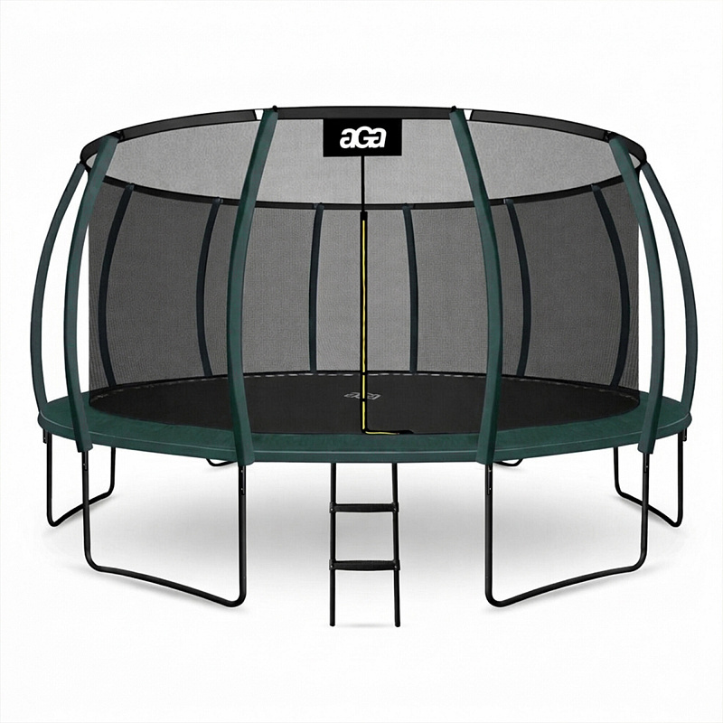 Aga SPORT EXCLUSIVE Trampolin 496 cm 16 ft Dunkelgrün, Kindertrampolin, Gartentrampolin mit Sicherheitsnetz + Sicherheitsnetz + Leiter