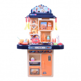 Aga4Kids Plastikkinderküche mit Licht, Sound, Wasserpumpe & Dampf – Spielküche aus Kunststoff mit 42 Zubehörteilen, Lila