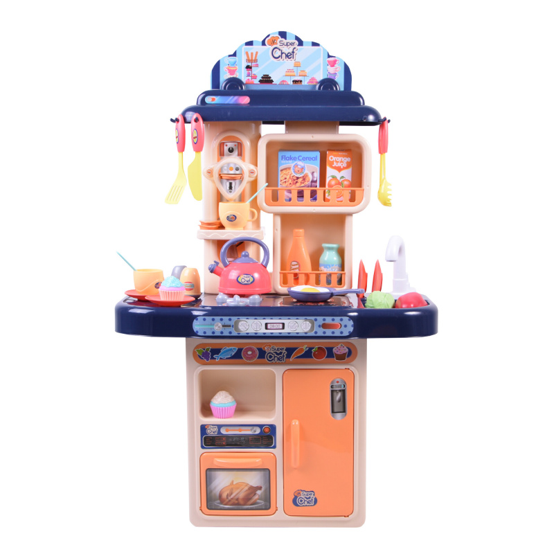 Aga4Kids Plastikkinderküche mit Licht, Sound, Wasserpumpe & Dampf – Spielküche aus Kunststoff mit 42 Zubehörteilen, Lila