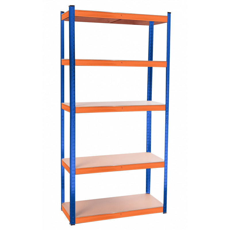 Aga Metallregal 180x90x40 cm 5 Böden Blau/Orange