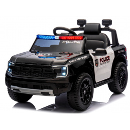 FORD RANGER Raptor CZARNY POLICE Auto na akumulator EVA Skóra pilot AKUMULATOR LION