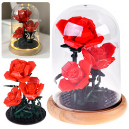 Klocki konstrukcyjne Podświetlana RÓŻA pod kopułą - kwiaty 219-ele ZA5901 uniwersalny