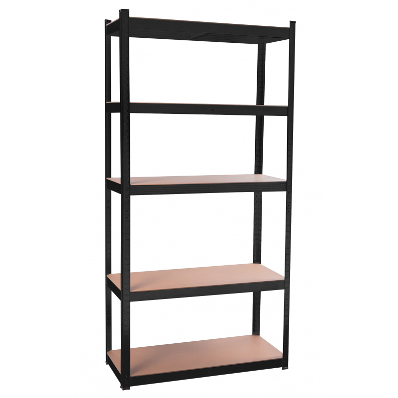 Aga Steckregal, Werkstattregal,Schwerlastregal, Lagerregal, Metallregal 180x90x40 cm, 5 Böden, raglast gesamt 875 kg Schwarz