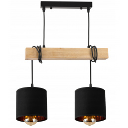 Závěsné stropní svítidlo LED dřevěný trámový 2xE27 Lustr Loft Lampshade Gold