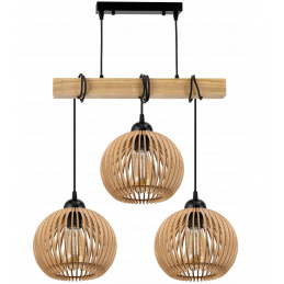 Závěsné stropní svítidlo LED dřevěný trám 3xE27 Lustr Hustá koule LUCA