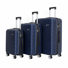 Aga Travel Kofferset, Reisekofferset MR4651 Dunkelblau, Hartschalenkoffer, Doppeltragegriff mit Zahlenschloss, Trolley Reisekoffer 3tgl 4 Rollen Reisekoffer