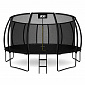 Aga SPORT EXCLUSIVE Trampolin 496 cm 16 ft Schwarz, Kindertrampolin, Gartentrampolin mit Sicherheitsnetz + Schutznetz + Leiter
