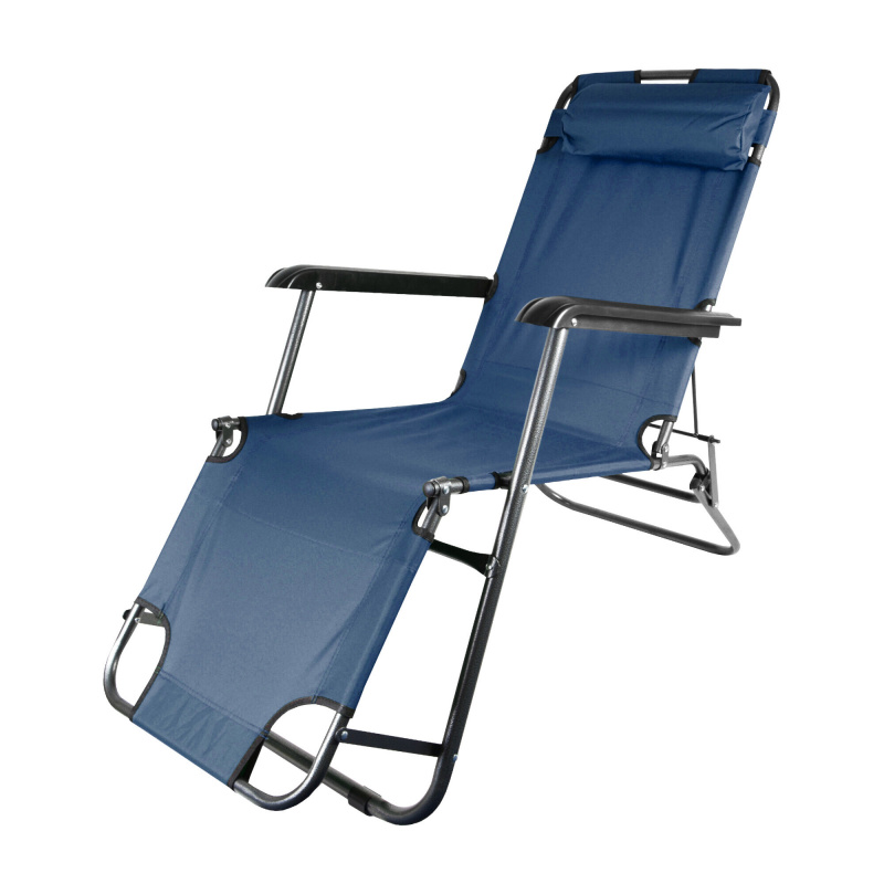 Aga Sonnenliege mit Fußteil DS713 Blau, leicht & klappbar, Stahl - pulverbeschichtet, UV-beständig, Liegestuhl, Gartenstühle, Gartenliege, Relaxsessel mit Kopfpolster, Camping Garten Balkon