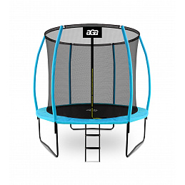 Aga SPORT EXCLUSIVE Trampolin, 244 cm 8 ft Hellblau, Kindertrampolin, Gartentrampolin mit Sicherheitsnetz + Sicherheitsnetz + Leiter