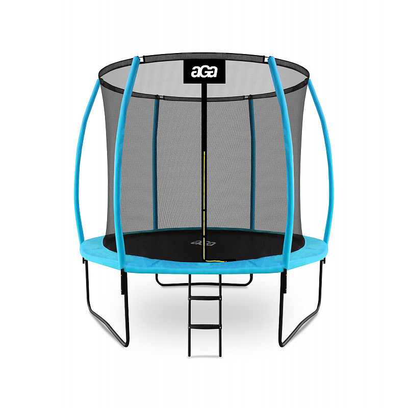 Aga SPORT EXCLUSIVE Trampolin, 244 cm 8 ft Hellblau, Kindertrampolin, Gartentrampolin mit Sicherheitsnetz + Sicherheitsnetz + Leiter