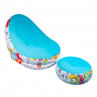 Aga Aufblasbarer Sessel mit Fußstütze DS2506, Sessel mit Sitzpuff – Veloursoptik, PVC, bis 120 kg, leicht faltbar, für drinnen & draußen Aga Aufblasbarer Sessel mit Fußstütze DS2506, Sessel mit Sitzpuff – Veloursoptik, PVC, bis 120 kg, leicht faltbar, für drinnen & draußen