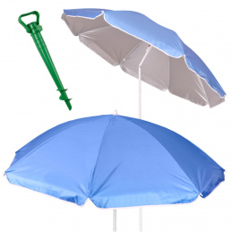 Plážový slunečník nastavitelný rozbitný UV skládací 150cm modrý