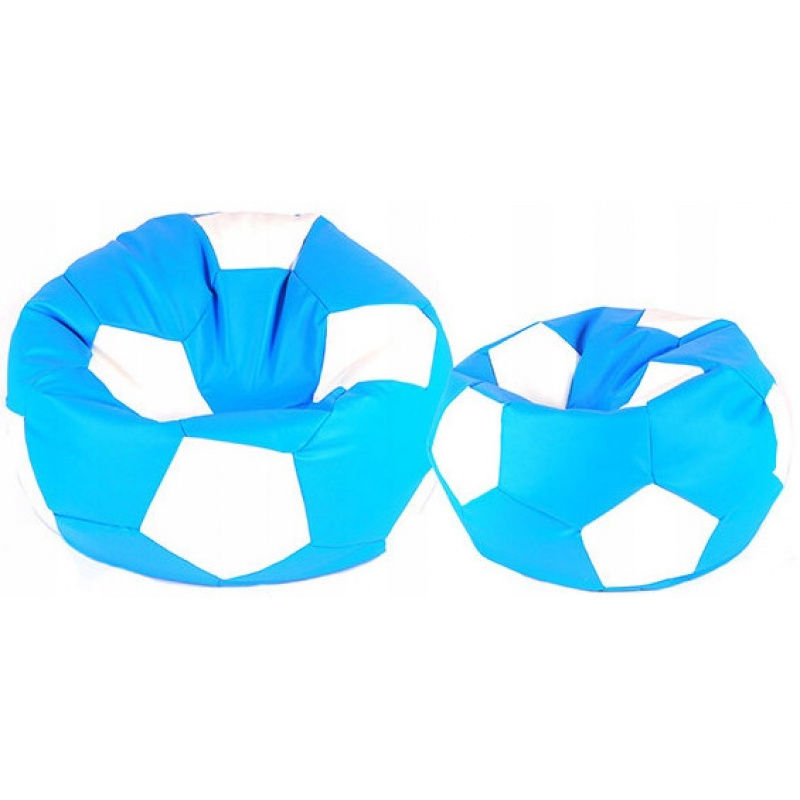 Aga Sitzsack Relaxationbag BALL XXXL Weiß - Hellblau + Fußstütze