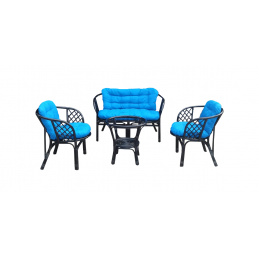 LEX Rattangarnitur BAHAMA Schwarz Blau