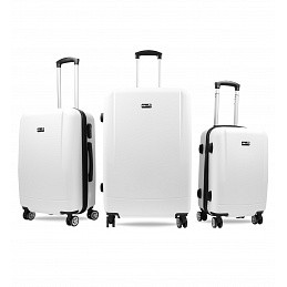 Aga Travel Kofferset 3 Teilig Hartschale Leicht ABS+PC Reisekoffer Haltbar Trolley Handgepäck Sets mit TSA Schloss und 4 Rollen MR4656 Weiß