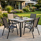 Aga 4er Set Gartenstühle MR4400GY-4 Grau – Stapelbare Hochlehner aus Metall & Gewebe, mit Armlehnen, wetterfest für Garten & Terrasse