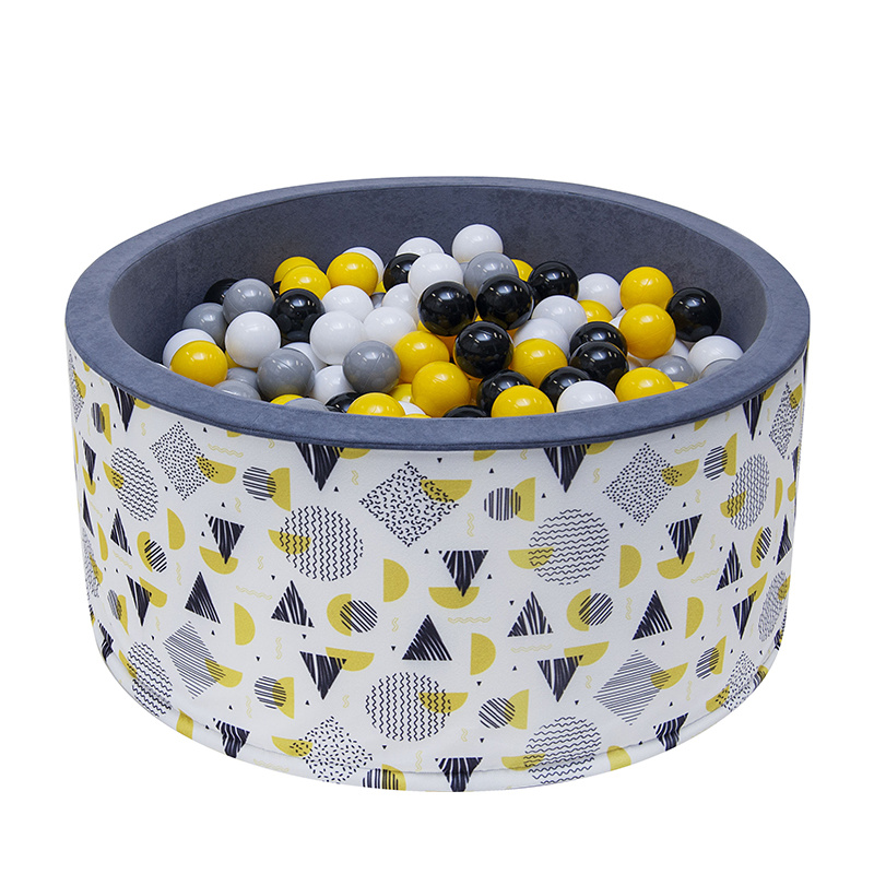 Aga Bällebad für Baby ab 1 Jahr, Rundes Weiches Schaumstoff Bällepool mit 200 Bälle, 90x40 cm Ballgrube Spielzeug für Kleinkinder, 907